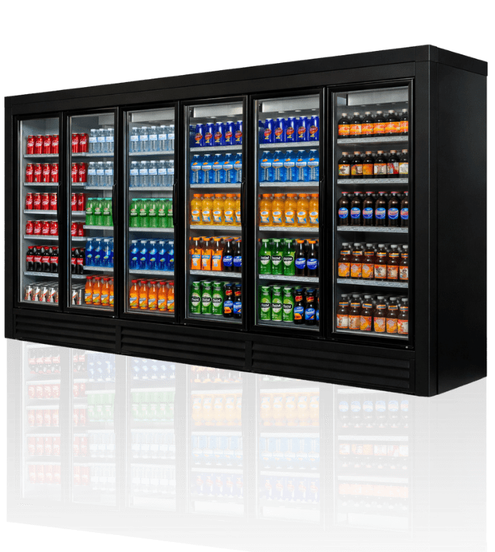 gas station cooler full of drinks